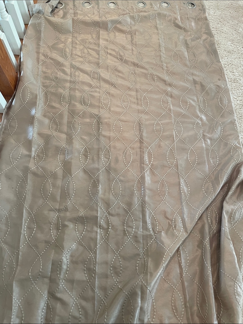 Neutral Taupe Drapery Panels with Embroidered Pattern